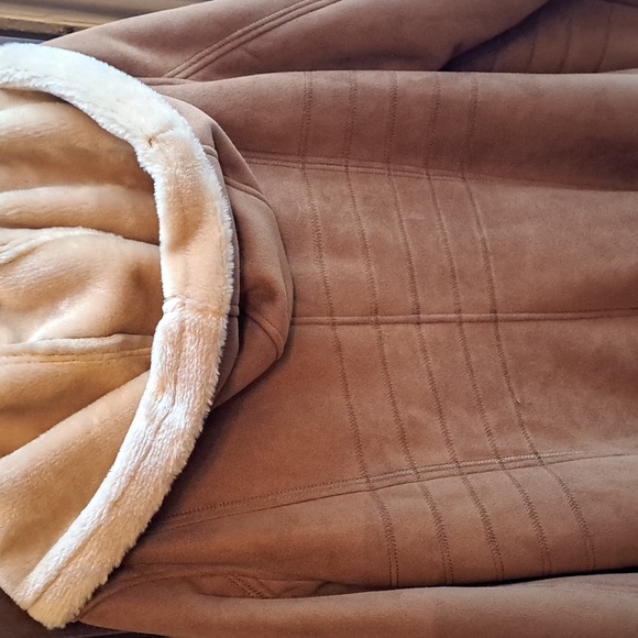 Fleet Street Ltd. London/New York size XL brown faux suede faux fur trim coat - Picture 7 of 7
